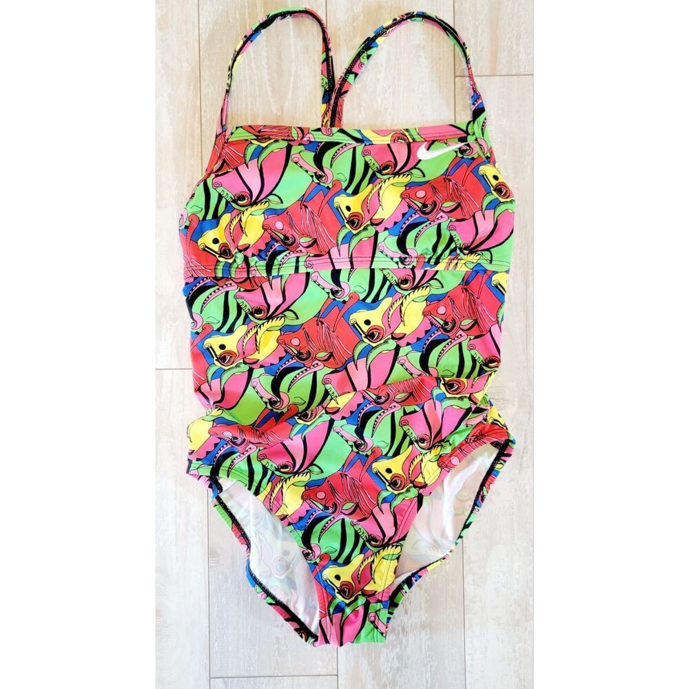 Nike S Women's HydraStrong Racerback Swimsuit Colorful Bulls‎ Bathing Suit